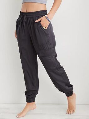 AERIE SATIN CARGO JOGGERS